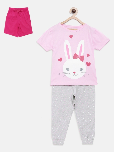 

My Milestones Girls Pink & Grey Printed Night suit 857645008300