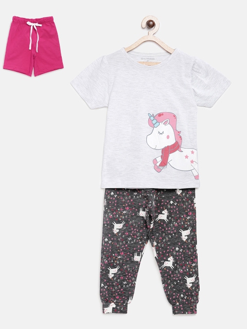 

My Milestones Girls Grey & Pink Printed Night suit 857645008379