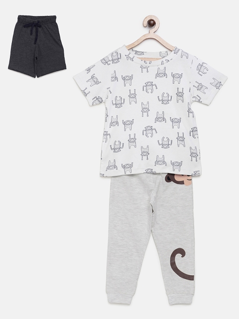 

My Milestones Boys White & Grey Printed Night suit 857645008515