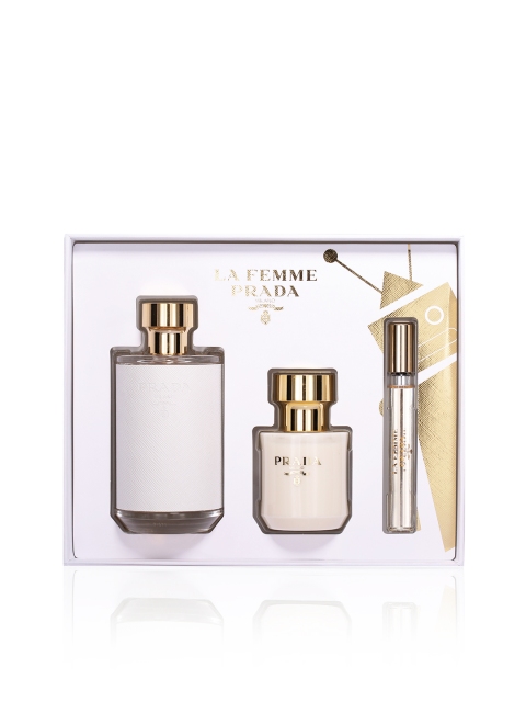 

PRADA La Femme Coffer Combo Of 3 EDP 100ml+ EDP 10ml+ Body Lotion 100ml, Beige