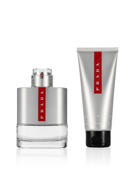 

PRADA Men Luna Rossa Coffer Set Of Eau De Toilette & H&B Shower Gel, Silver