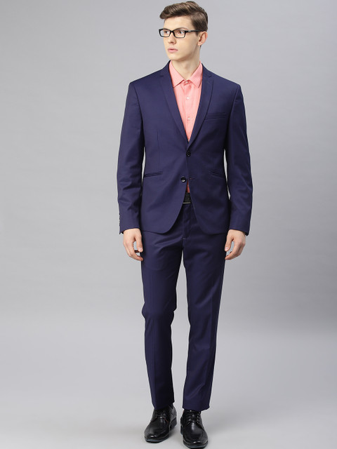 

V Dot Men Dark Violet Solid Skinny Fit Single-Breasted Formal Suit
