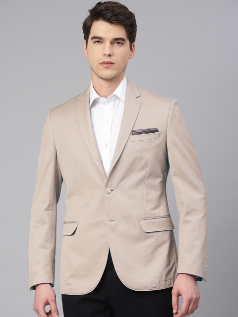 

Van Heusen Sport Men Beige Solid Slim Fit Single Breasted Casual Pure Cotton Blazer