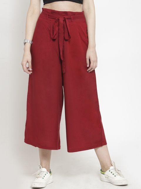 

Just Wow Women Maroon Regular Fit Solid Culottes