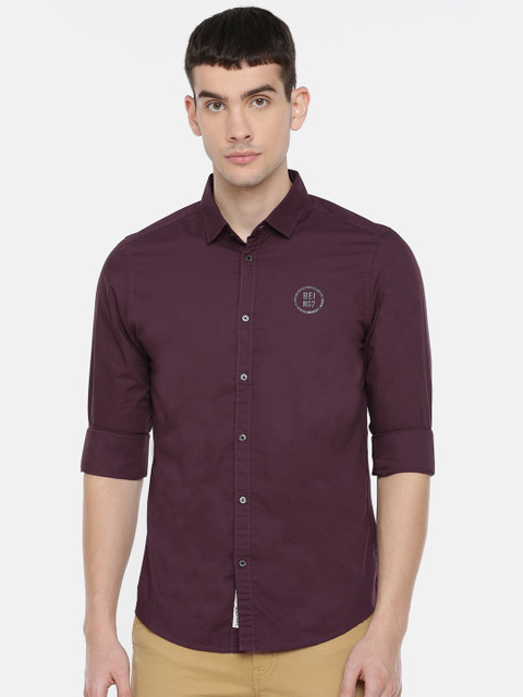

Being Human Clothing Men Burgundy Slim Fit Solid Casual Shirt