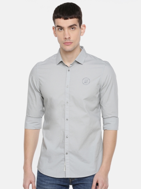 

Being Human Clothing Men Grey Slim Fit Solid Casual Shirt