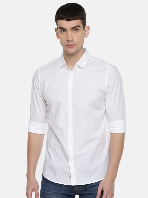 

Being Human Clothing Men White Slim Fit Solid Casual Shirt