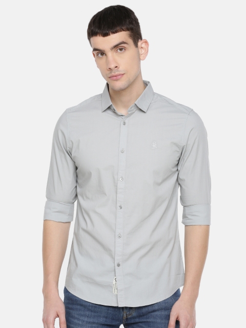 

Being Human Clothing Men Grey Slim Fit Solid Casual Shirt