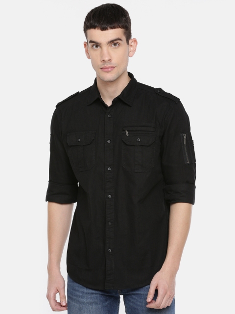

Being Human Clothing Men Black Regular Fit Solid Casual Shirt