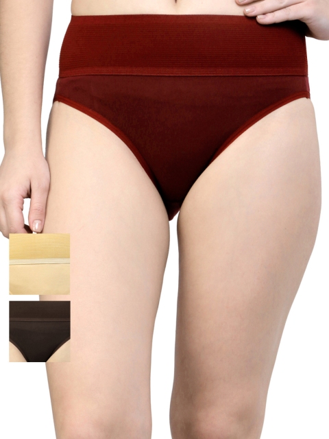 

Softrose Women Pack of 3 Briefs TT0003, Maroon