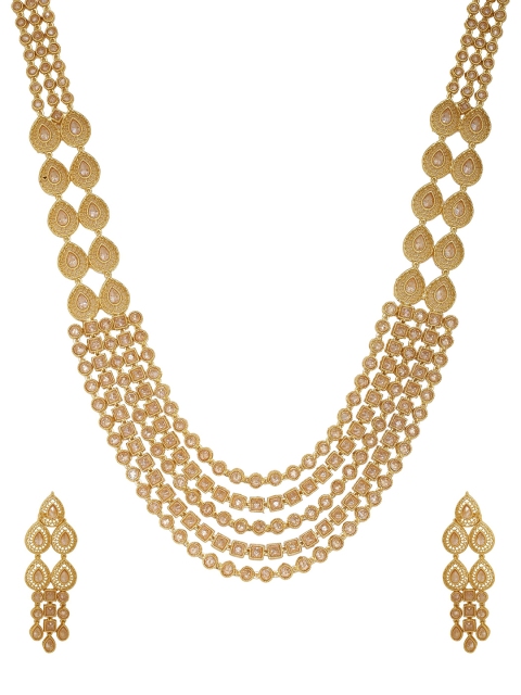 

Voylla Women Gold-Plated & White Handcrafted Stone-Studded Jewellery Set