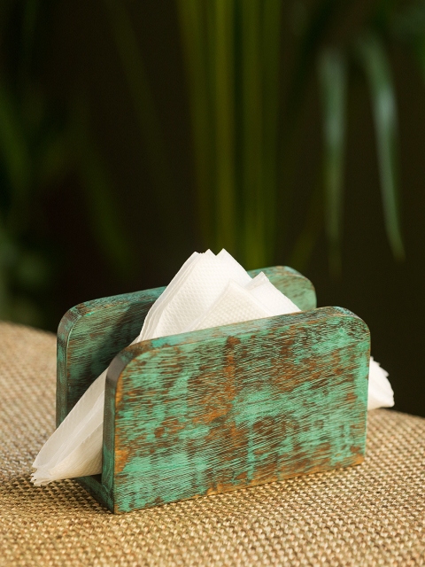 

ExclusiveLane Sea Green Solid Mango Wood Antique Finish Tissue Holder