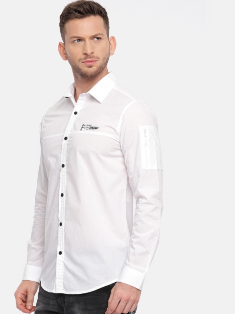 

Mufti Men White Sport Slim Fit Solid Casual Shirt