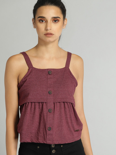 

Roadster Women Burgundy Solid Layered Top