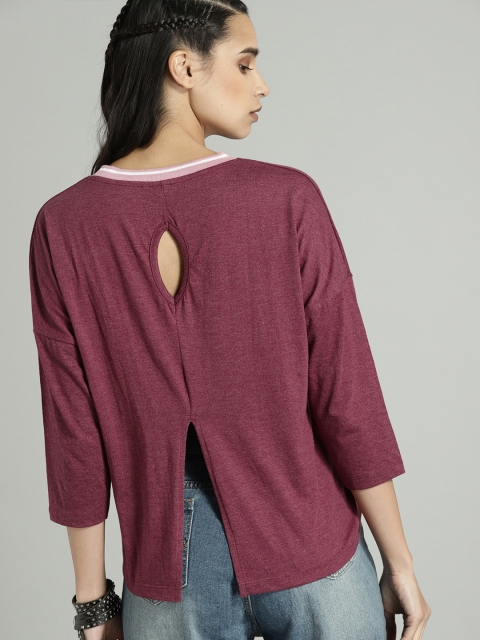 

Roadster Women Burgundy Solid Styled Back Top