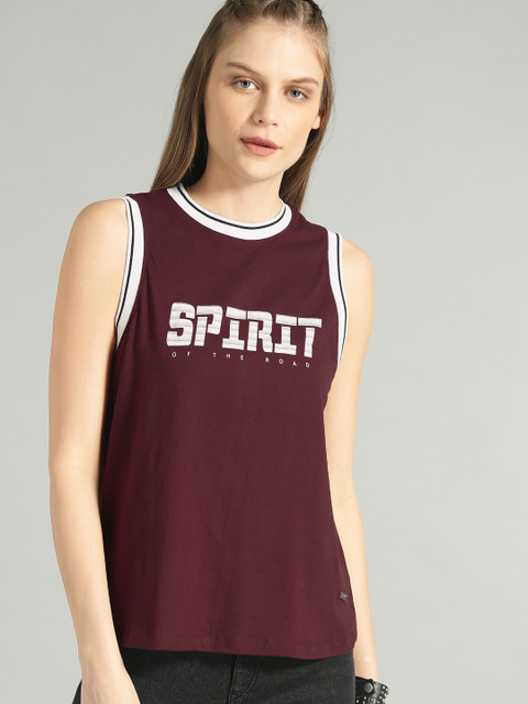 

Roadster Women Maroon Printed Top