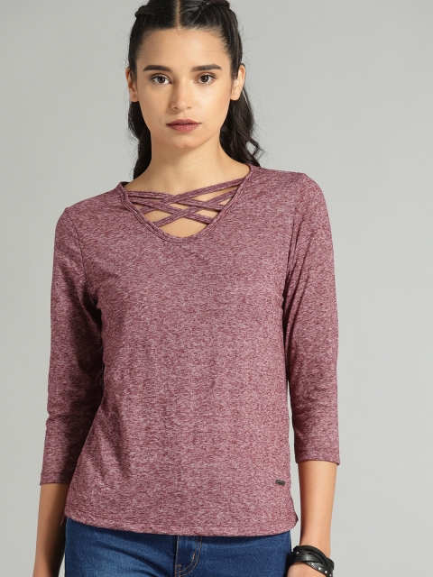 

Roadster Women Burgundy Solid Regular Top