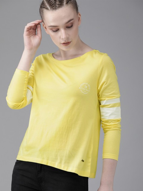 

Roadster Women Yellow Solid Round Neck T-shirt