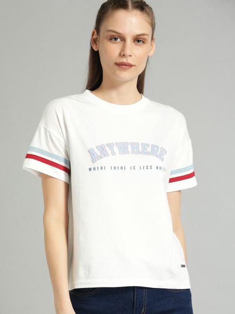 

Roadster Women White Solid Round Neck T-shirt