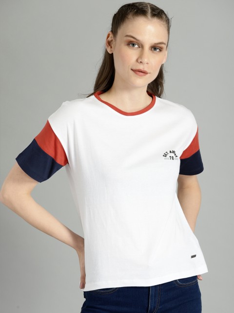 

Roadster Women White Solid Round Neck T-shirt