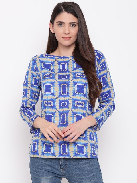 

Karmic Vision Women Blue & Beige Printed Top