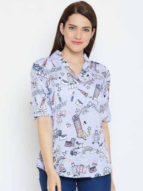 

Karmic Vision Women Blue & White Printed Top