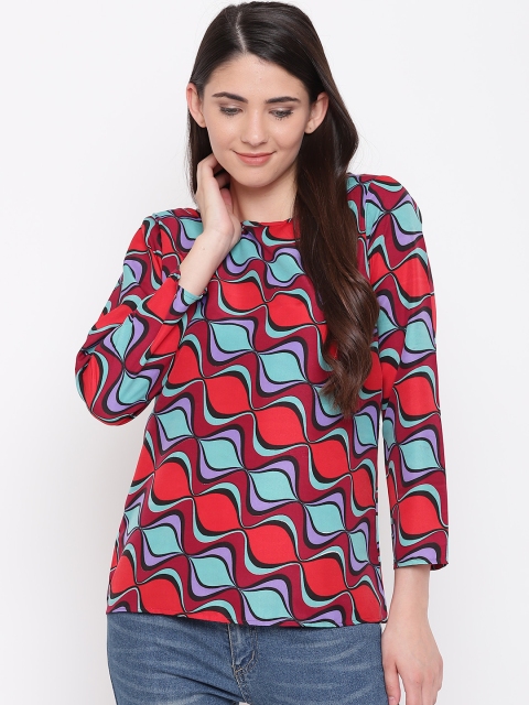 

Karmic Vision Women Red and Blue Printed Top