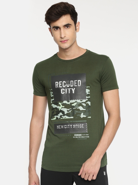 

Mufti Men Green Printed Round Neck T-shirt