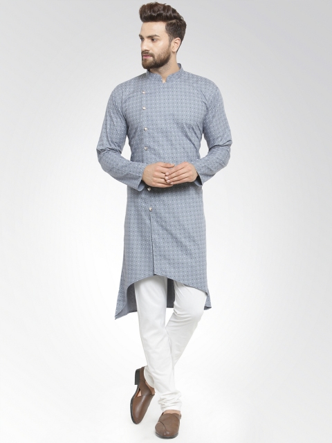 

SOJANYA Men Grey & Off-White Printed Kurta with Churidar