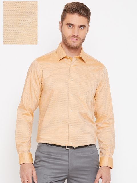 

Blackberrys Men Mustard Slim Fit Self Design Formal Shirt