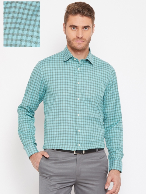 

Blackberrys Men Blue & Green Regular Fit Checked Casual Shirt