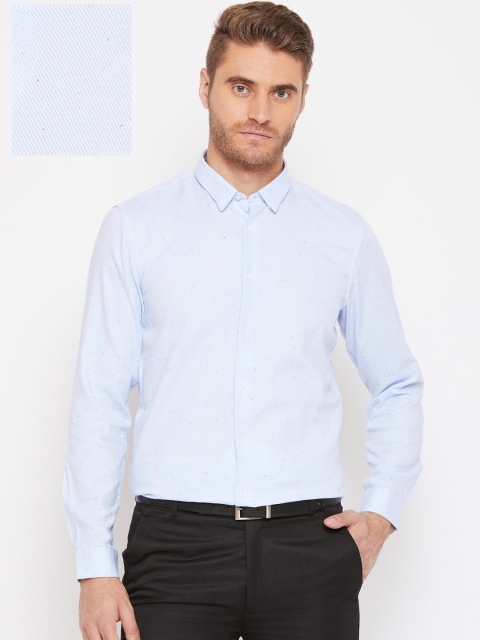 

Blackberrys Men Blue Regular Fit Self Design Formal Shirt