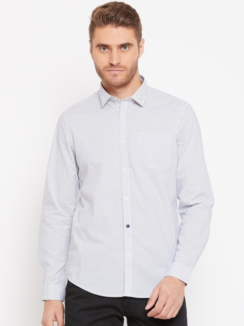 

Blackberrys Men White & Navy Blue Slim Fit Printed Casual Shirt