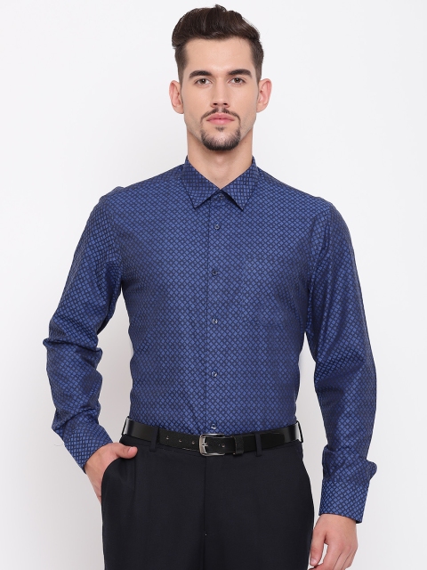 

Blackberrys Men Blue Slim Fit Self-Design Partywear Shirt