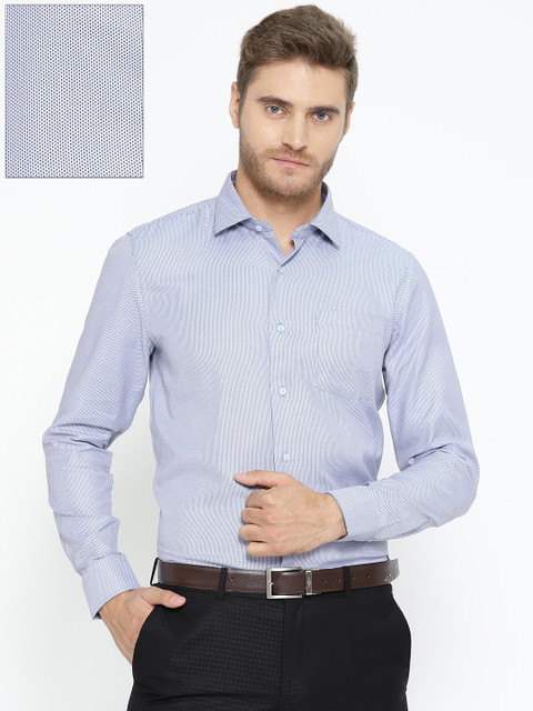 

Blackberrys Men Blue & Pink Slim Fit Self Design Formal Shirt