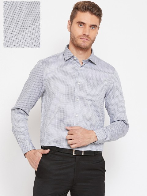 

Blackberrys Men Grey & Black Slim Fit Checked Formal Shirt