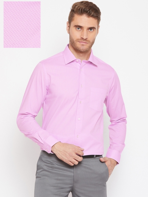 

Blackberrys Men Pink Slim Fit Self Design Formal Shirt