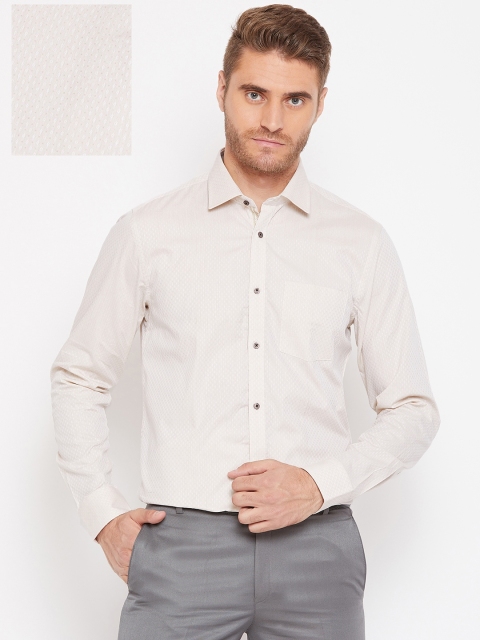 

Blackberrys Men Beige Slim Fit Self Design Formal Shirt