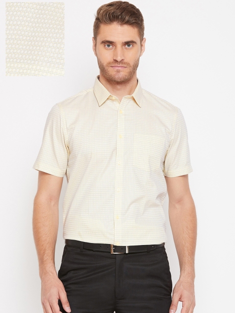 

Blackberrys Men Yellow Slim Fit Self Design Formal Shirt