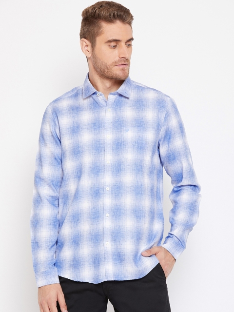 

Blackberrys Men Blue & White Slim Fit Checked Casual Shirt