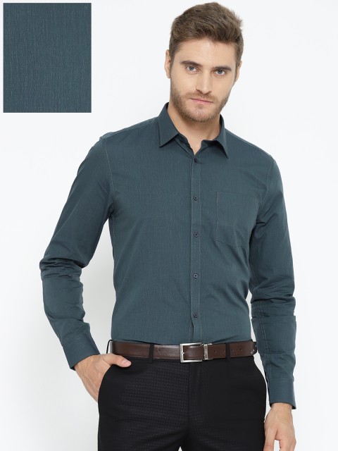 

Blackberrys Men Teal Green Slim Fit Solid Formal Shirt