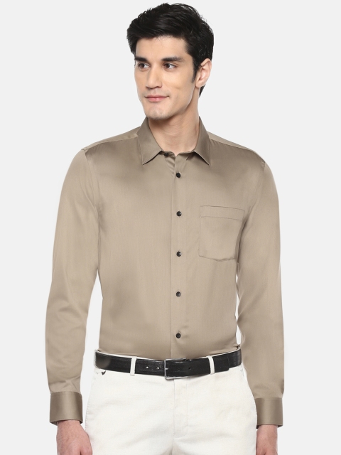 

Blackberrys Men Taupe Slim Fit Solid Wrinkle Free Partywear Shirt