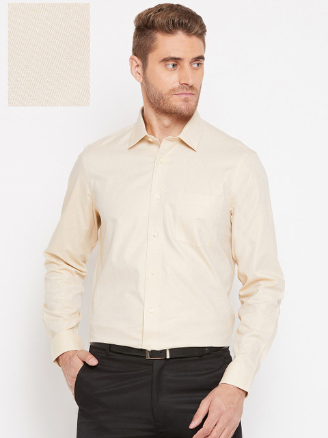 

Blackberrys Men Beige Smart Regular Fit Self Design Formal Shirt