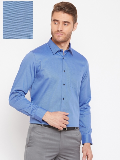 

Blackberrys Men Blue Slim Fit Self Design Formal Shirt