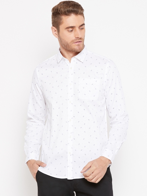 

Blackberrys Men White & Navy Blue Slim Fit Printed Casual Shirt