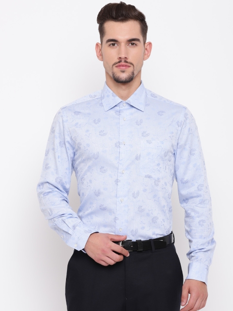 

Blackberrys Men Blue Slim Fit Self Design Partywear Shirt