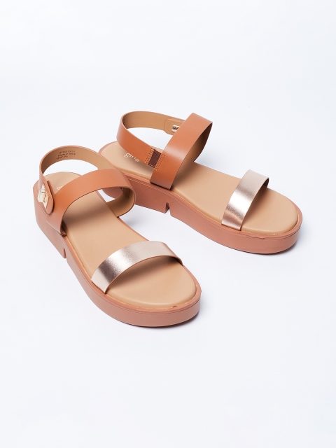 

Ginger by Lifestyle Women Brown & Silver-Toned Colourblocked Heels