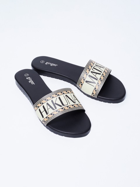 

Ginger by Lifestyle Women White Printed Open Toe Flats