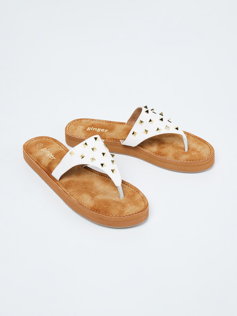

Ginger by Lifestyle Women White Embellished Open Toe Flats