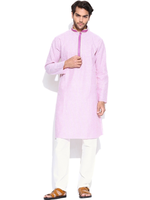 

Rajyog Pink & Off-White Striped Kurta Pyjama
